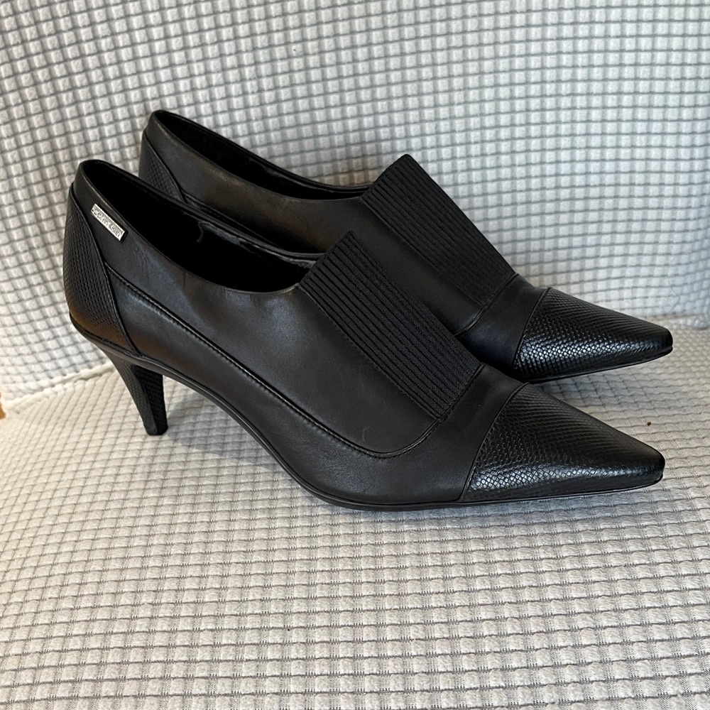 Calvin Klein Black Textured Heels